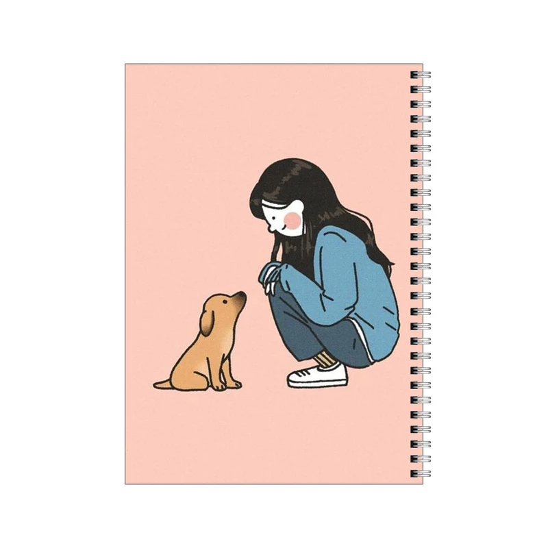 دفتر مشق 100 برگ بامبیلیپ طرح دختر و هاپو نشسته کد 6695148