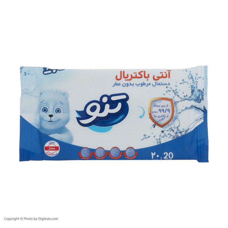 دستمال مرطوب تنو مدل آنتی باکتریال بسته 20 عددی دستمال مرطوب تنو مدل آنتی باکتریال بسته 20 عددی