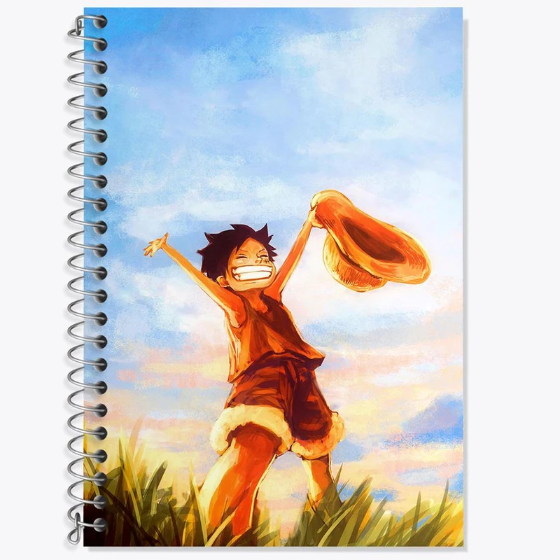 دفتر زبان 50 برگ خندالو مدل دو خط طرح لوفی انیمه وان پیس One Piece کد 17256