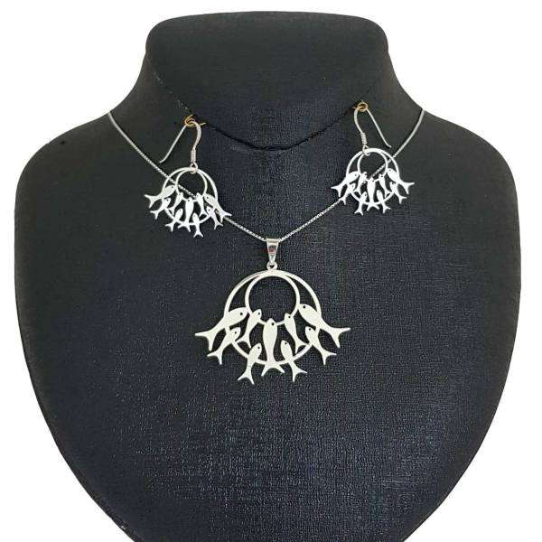 نیم ست نقره طرح ماهی مدل sn10 نیم ست نقره طرح ماهی مدل sn10