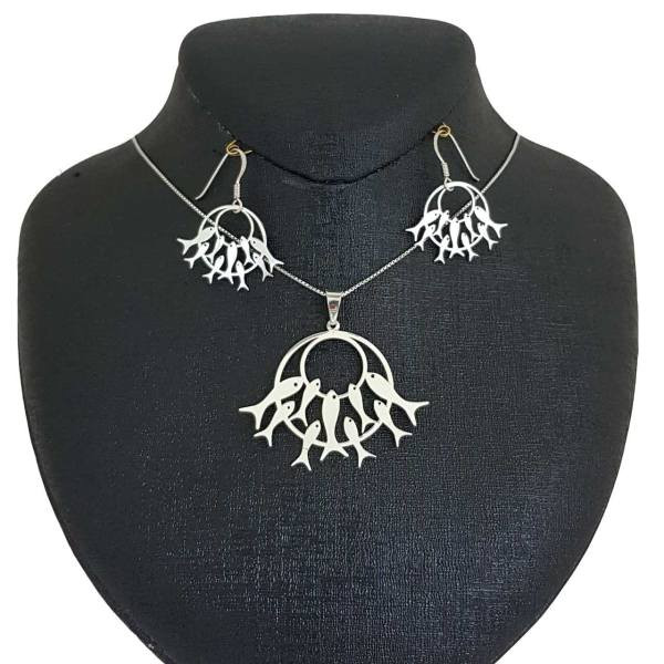 نیم ست نقره طرح ماهی مدل sn10 نیم ست نقره طرح ماهی مدل sn10