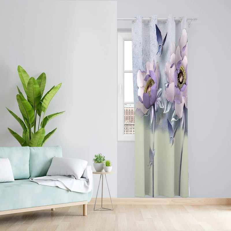 پرده طرح گل مدل مخمل پانچی کد 4736 z سایز 140x200 سانتی متر