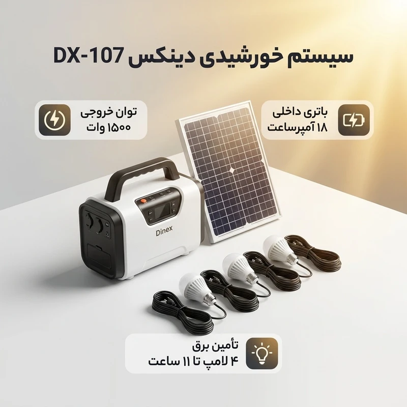 عکس شماره 2 : سیستم خورشیدی 1500 وات دینکس مدل dx-107