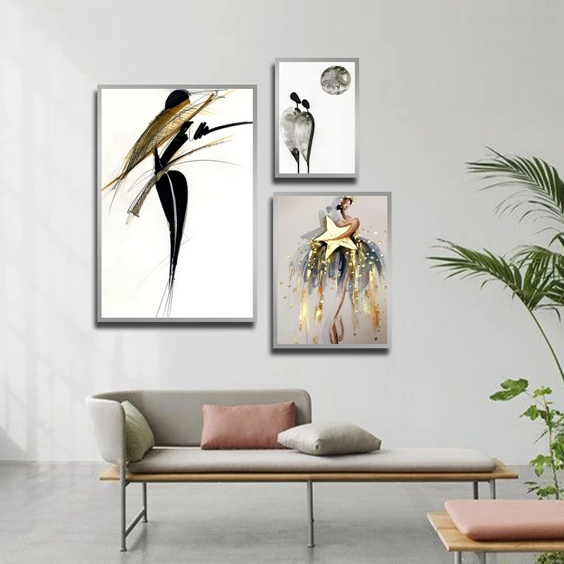 تابلو بکلیت طرح نقاشی مدرن خطوط مدل SI-2430 مجموعه 3 عددی