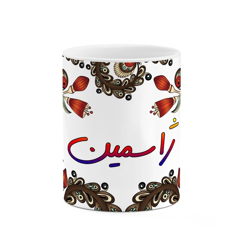 ماگ کاکتی مدل اسم ژاسمین طرح سنتی گل و بته کد mgh45442