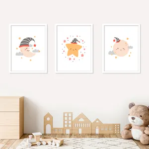 تابلو کودک و نوزاد بکلیت مدل ماه و ستاره M072 مجموعه 3 عددی