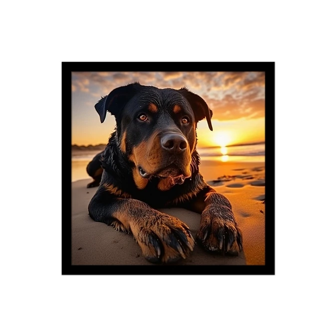 تابلو نوری بکلیت طرح پرتره سگ روتوایلر مدل لایت باکس B-MID-20457