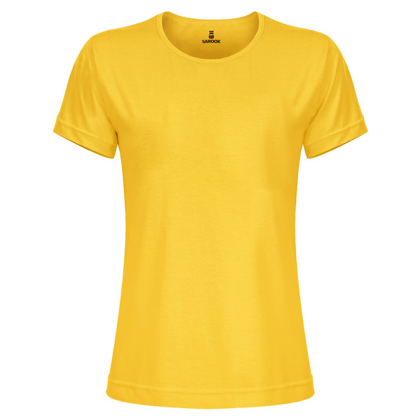 تی شرت آستین کوتاه زنانه ساروک مدل TSHPYR کد 05 رنگ زرد