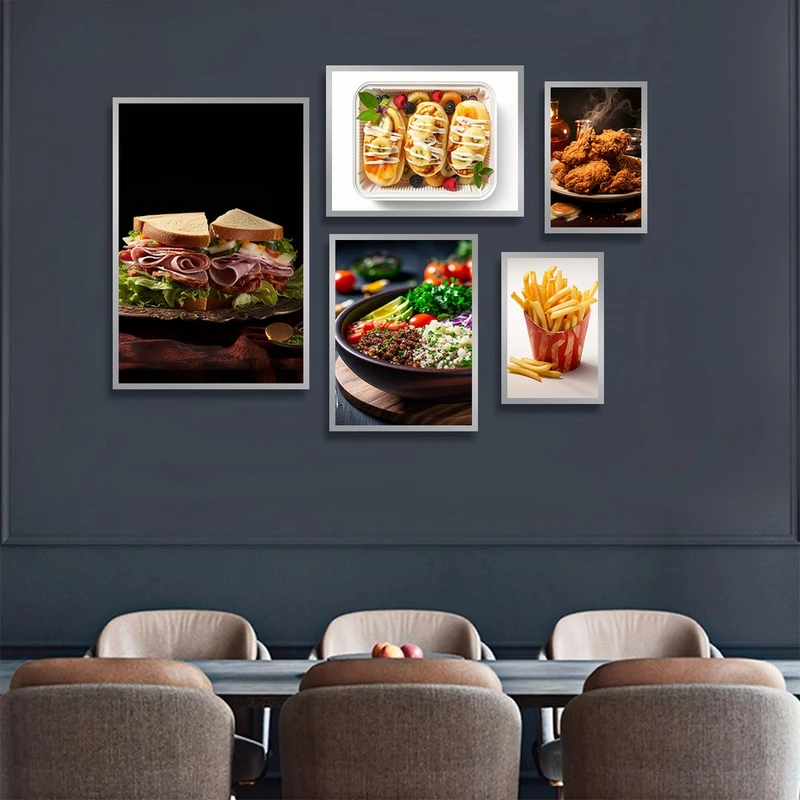 تابلو بکلیت طرح فست فود و مرغ سوخاری مدل SI-1356 مجموعه 5 عددی