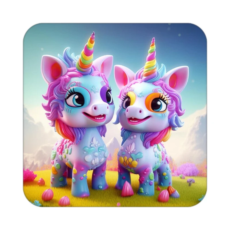 زیر لیوانی کاکتی طرح اسب تک شاخ و یونیکورن مدل mp32096