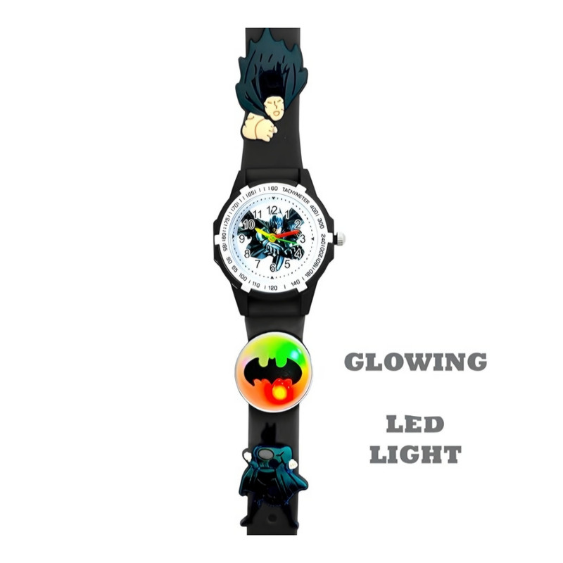 ساعت مچی عقربه ای بچگانه مدل چراغدار بند سیلیکونی ضد حساسیت طرح بتمن کد 1 ساعت مچی عقربه ای بچگانه مدل چراغدار بند سیلیکونی ضد حساسیت طرح بتمن کد 1