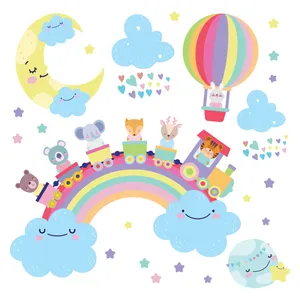 استیکر دیواری کودک تُکتم مدل قطار رنگین کمان مجموعه 6 عددی