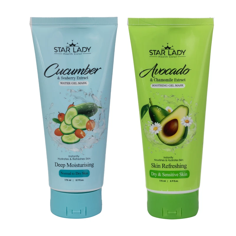 ماسک صورت استارلیدی مدل آووکادو به همراه ماسک صورت استارلیدی مدل خیار و ذغال اخته حجم 175 میلی لیتر