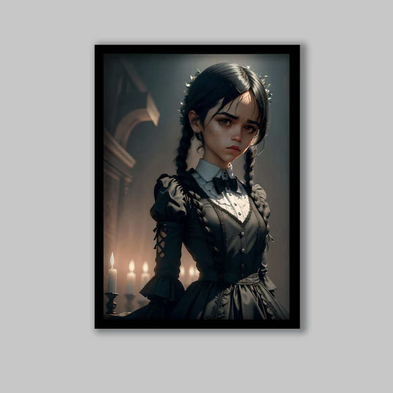 تابلو لیلیان طرح Wednesday Addams کد LA-G10820-2 فریم مشکی