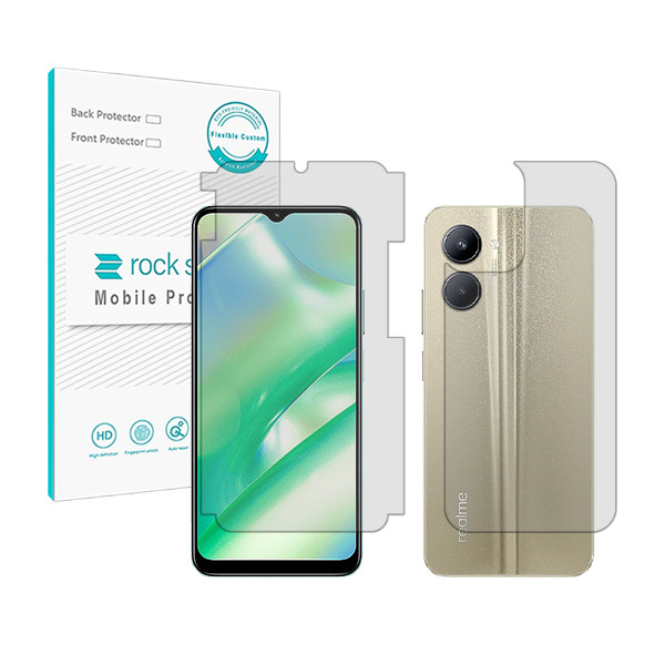 محافظ صفحه نمایش شفاف راک اسپیس مدل HyGEL مناسب برای گوشی موبایل ریلمی C33 به همراه محافظ پشت گوشی