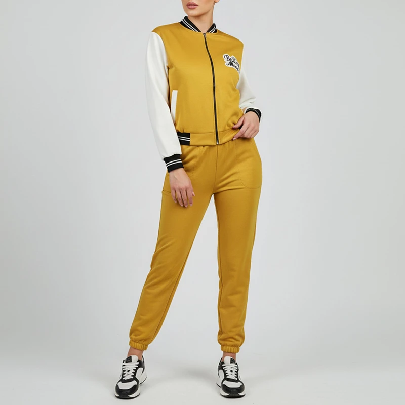 ست سویشرت و شلوار زنانه مدل زیپی کد za