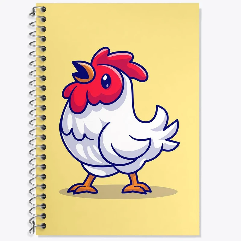 دفتر زبان 50 برگ خندالو مدل سه خط طرح حیوانات بامزه مرغ کد 29662