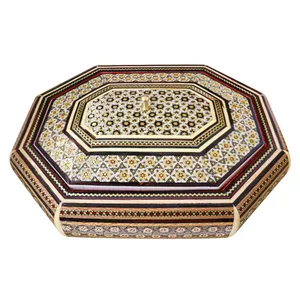شکلات خوری خاتم کاری مدل داخل شیشه ای طرح 8 ضلعی کشیده کد DrawnOctagon-n5