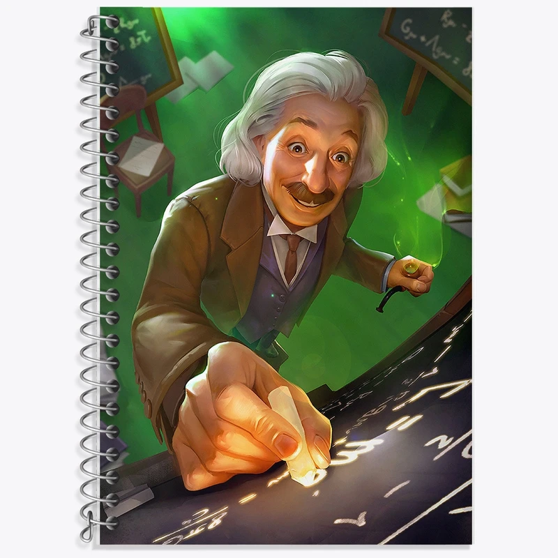 دفتر زبان 50 برگ خندالو مدل دو خط طرح آلبرت اینشتین کد F159