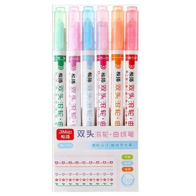 ماژیک علامت گذار مدل غلطکی شکل دار بسته 6 عددی