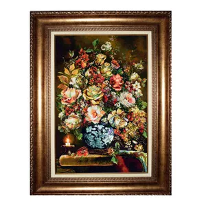 تابلو فرش دستباف مدل گل و گلدان بافت تبریز کد 1833