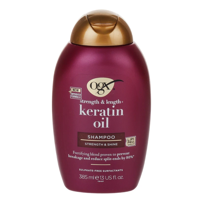 شامپو مو او جی ایکس مدل Keratin Oil مناسب برای انواع مو حجم 385 میلی لیتر