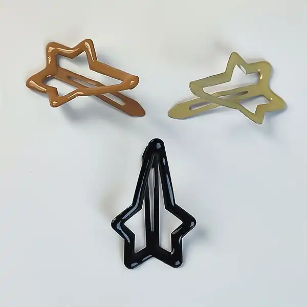 گیره مو زنانه مدل  ستاره ای تق تقی کد 4046ak بسته 3 عددی