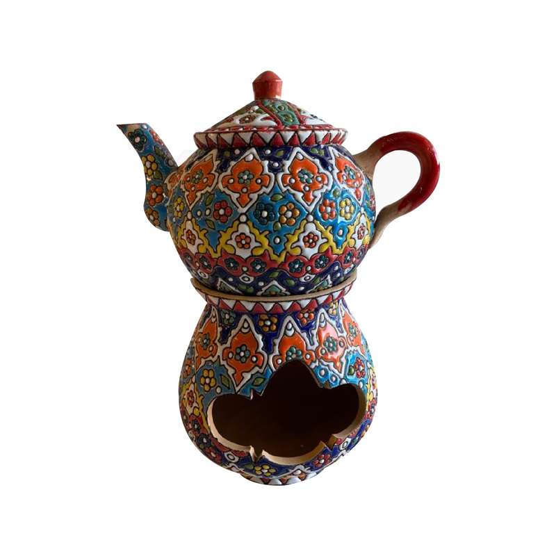 ست قوری و وارمر میناکاری طرح ترنج