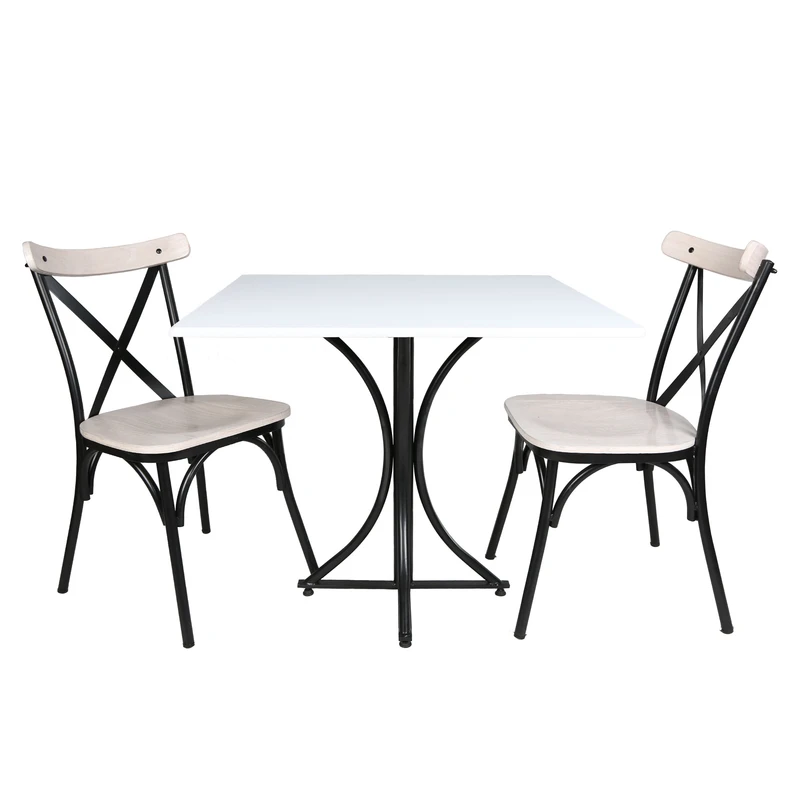 میز و صندلی ناهارخوری دو نفره مدل تونت لهستانی پایه فلزی MS