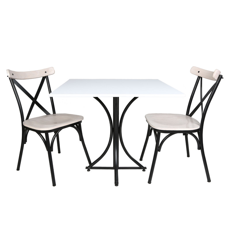 میز و صندلی ناهارخوری دو نفره مدل تونت لهستانی پایه فلزی MS