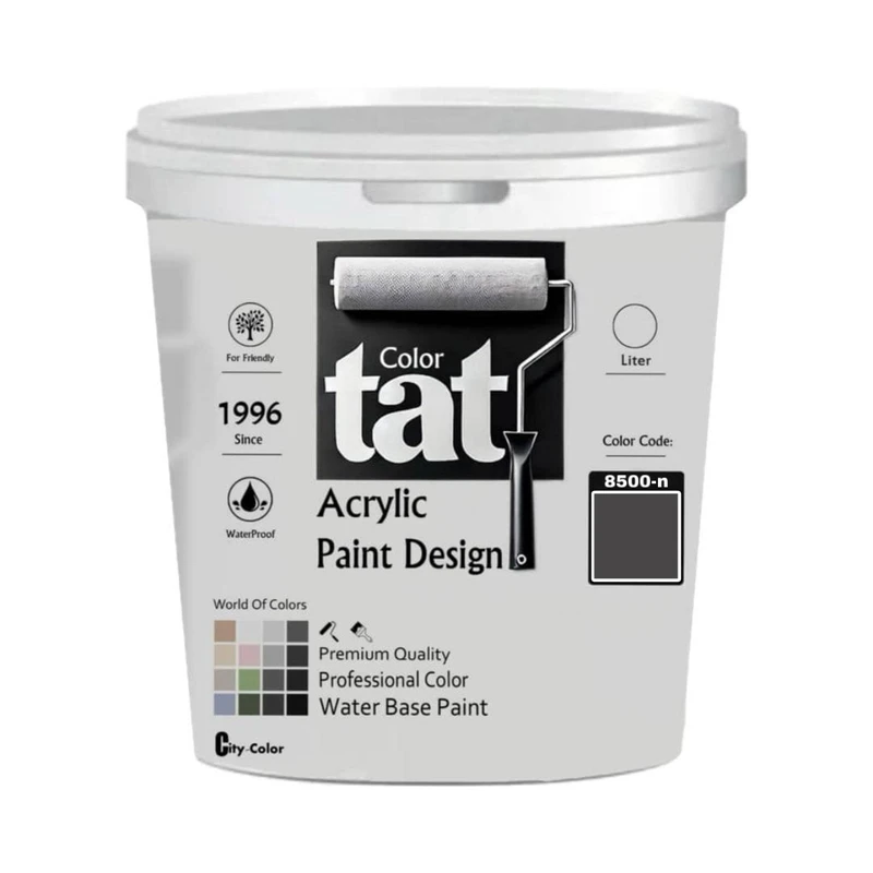 رنگ طوسی تیره نیمه مات اکرولیک تات کد 8500-n2 حجم 1لیتر
