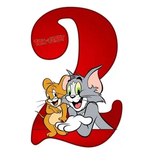 استند رومیزی تولد مدل عدد 2 طرح تام و جری