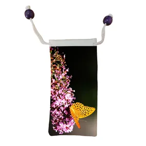 کاور عینک اطلس آبی طرح گل و پروانه مدل KE1193