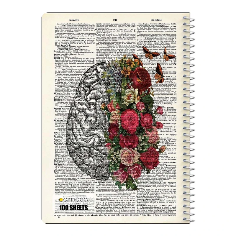 دفتر شطرنجی 100 برگ سیمی کارنیکا طرح روزنامه وینتج مغز Vintage Newspaper Brain کد 64599