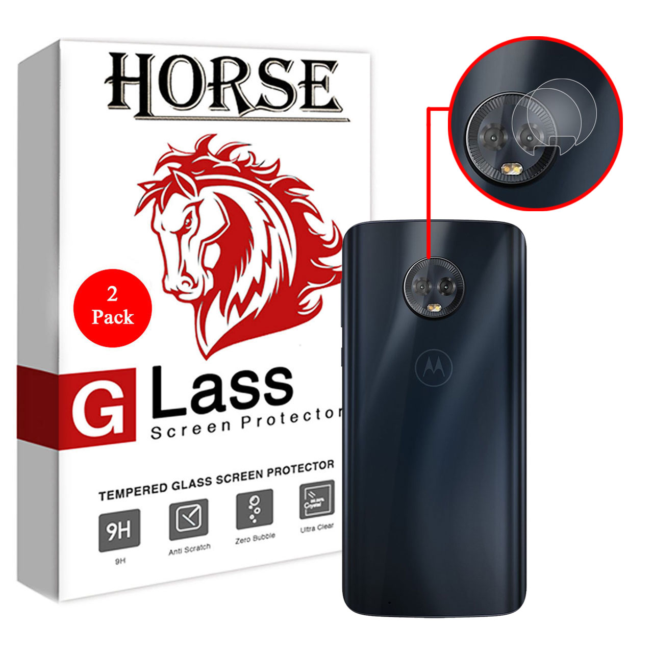 محافظ لنز دوربین هورس مدل UTF مناسب برای گوشی موبایل موتورولا Moto G6 بسته دو عددی