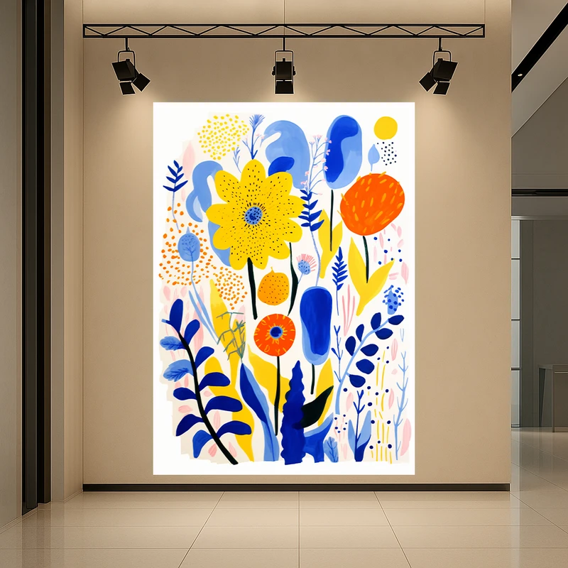 تابلو بوم طرح مخمل نقاشی مدل گل های زیبا کد AR3060437