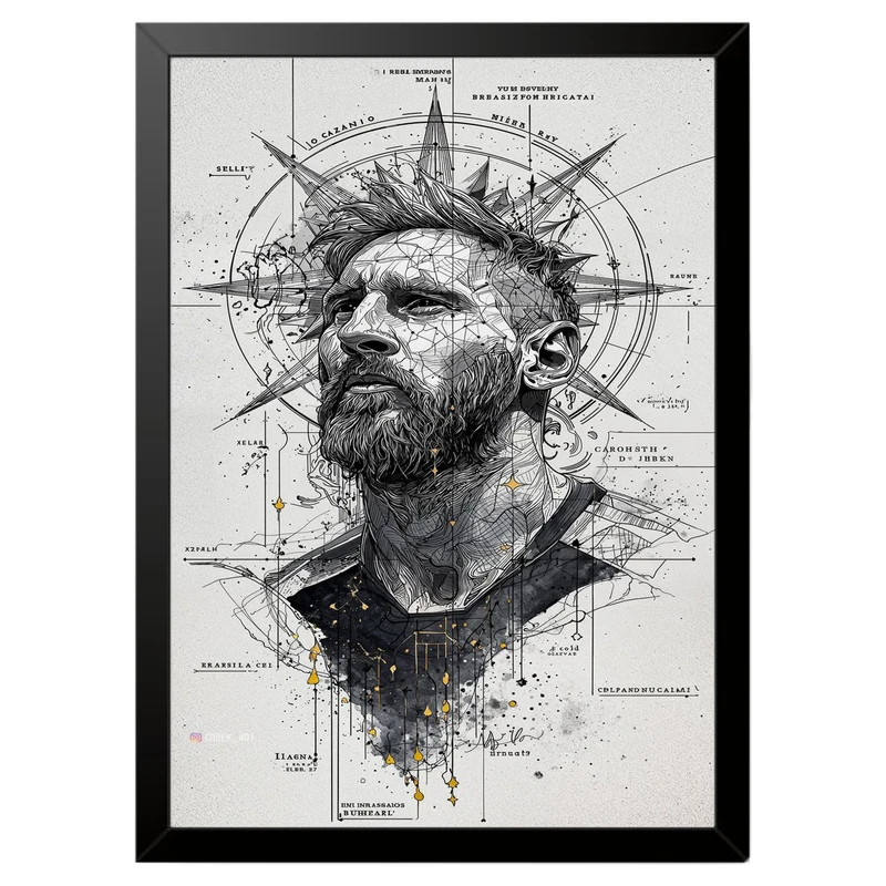 تابلو بکلیت طرح لیونل مسی مدل b-po1665 فریم مشکی