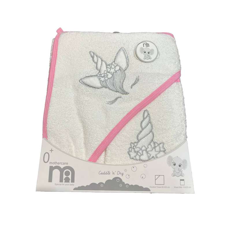 ست حوله نوزادی مادرکر طرح گلدوزی مدل تک شاخ مجموعه 2 عددی