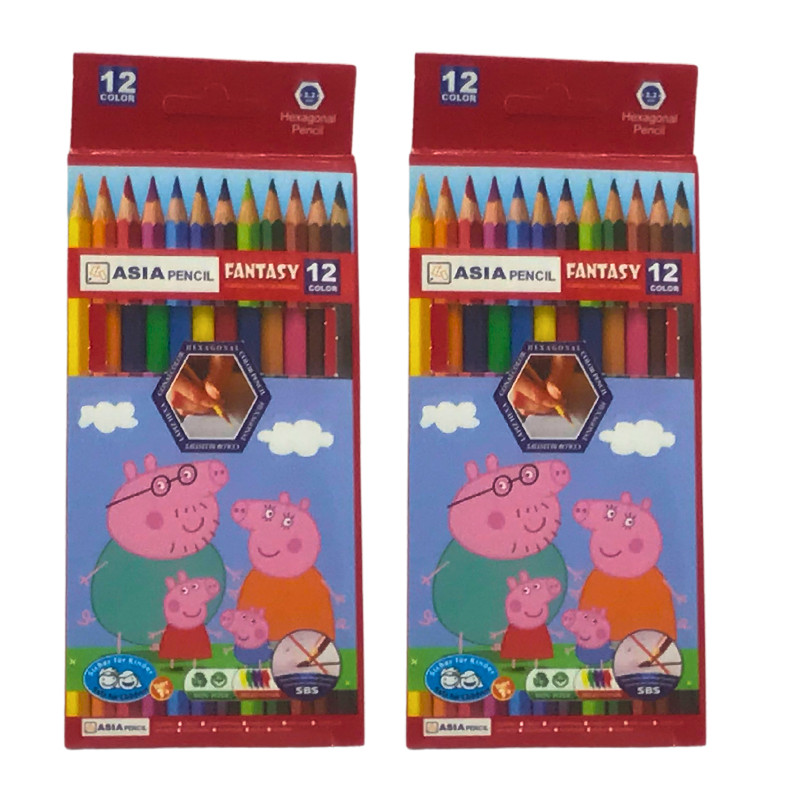 مداد رنگی 12 رنگ آسیا مدل خوک پپا
