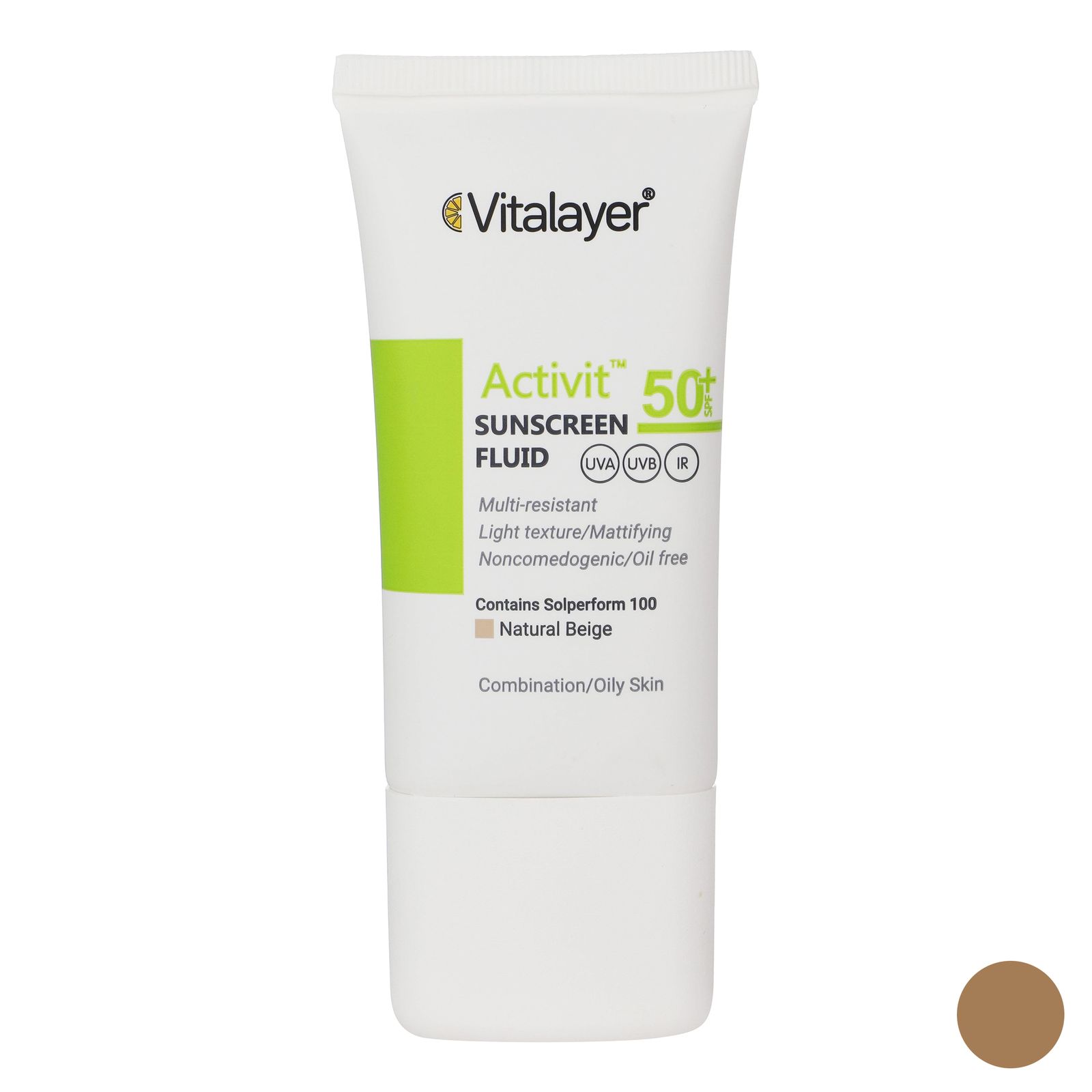 کرم ضد آفتاب رنگی ویتالیر SPF 50 مدل Activit ‌مناسب پوست‌های چرب حجم 50 میلی‌لیتر -  - 1