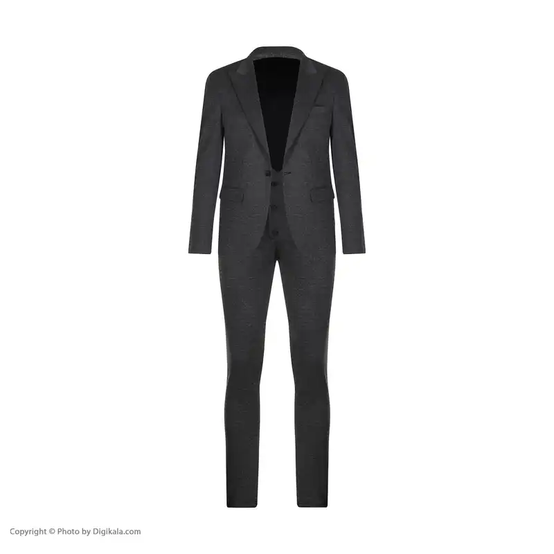 ست کت و شلوار و جلیقه مردانه ژاکارد کد 02 رنگ نوک مدادی