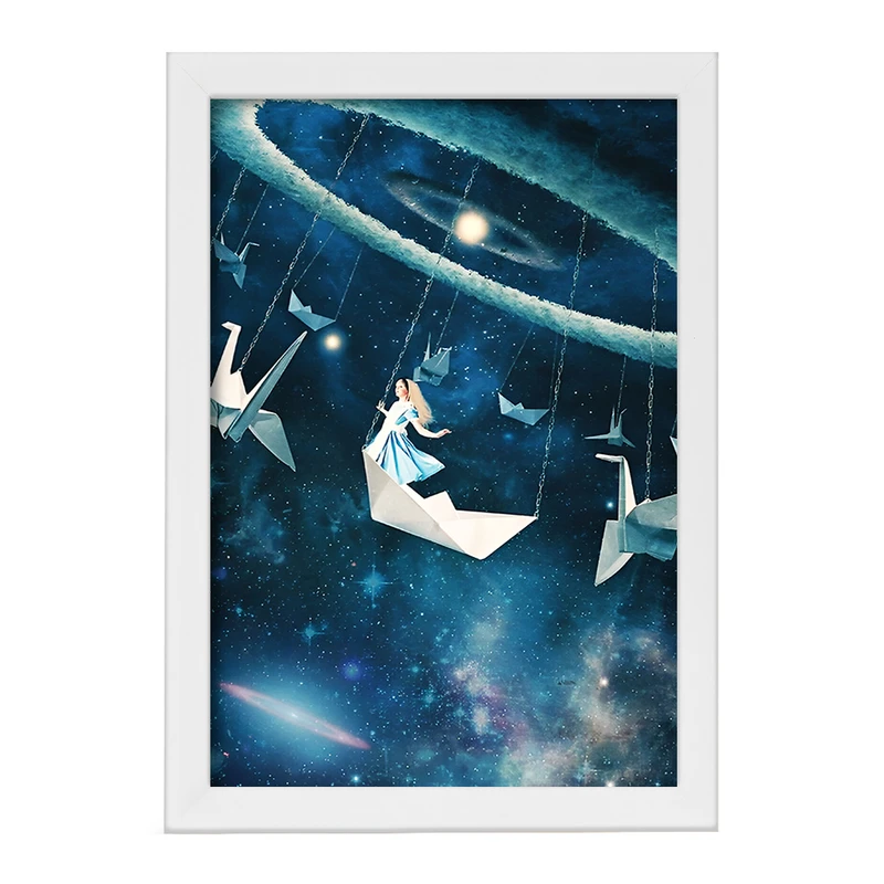 تابلو خندالو مدل دختر و کهکشان کد F8723