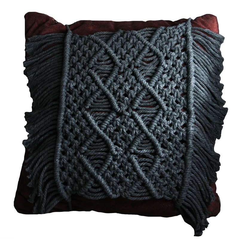 کاور کوسن مدل مکرومه بافی سایز 30* 35 سانتی متر