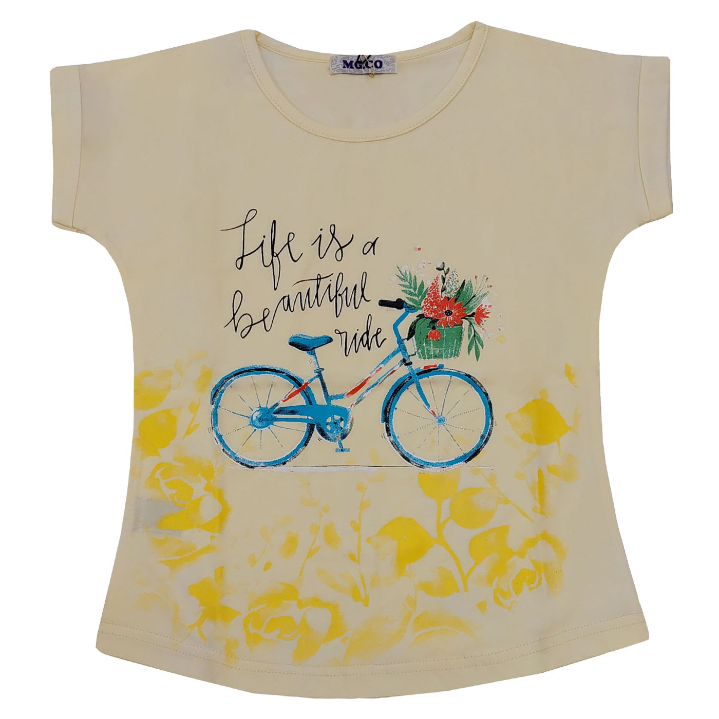 تی شرت آستین کوتاه دخترانه ام جی مدل دوچرخه 05