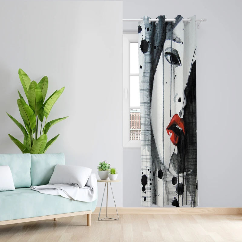 پرده طرح نیم رخ مدل مخمل پانچی کد L 603 Z سایز 140x200 سانتی متر