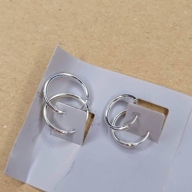 گوشواره نقره زنانه مدل حلقه ای مجموعه 2 عددی