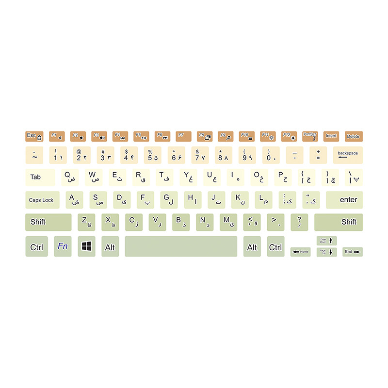 برچسب حروف فارسی کیبورد توییجین و موییجین مدل colors 20 مناسب برای لپ تاپ دل XPS-Precision-5540-9550