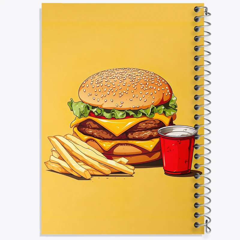 دفتر ژورنال نویسی 50 برگ خندالو مدل نقطه ای طرح فست فود (Fast Food) کد 36574