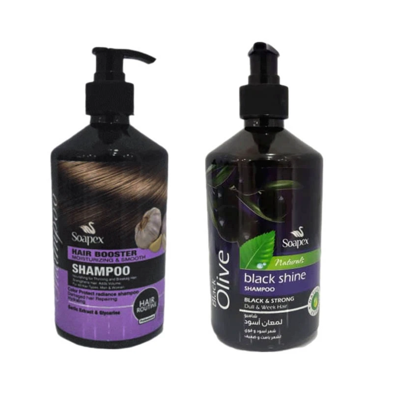 شامپو تقویت کننده مو سوپکس مدل زیتون سیاه حجم 500 میلی لیتر به همراه شامپو تقویت کننده و ترمیم کننده مو سوپکس مدل زیتون سیاه حجم 500 میلی لیتر