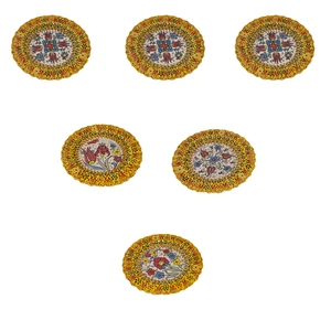 بشقاب میناکاری مدل نقش برجسته لب کنگره ای کد 185 بسته 6 عددی